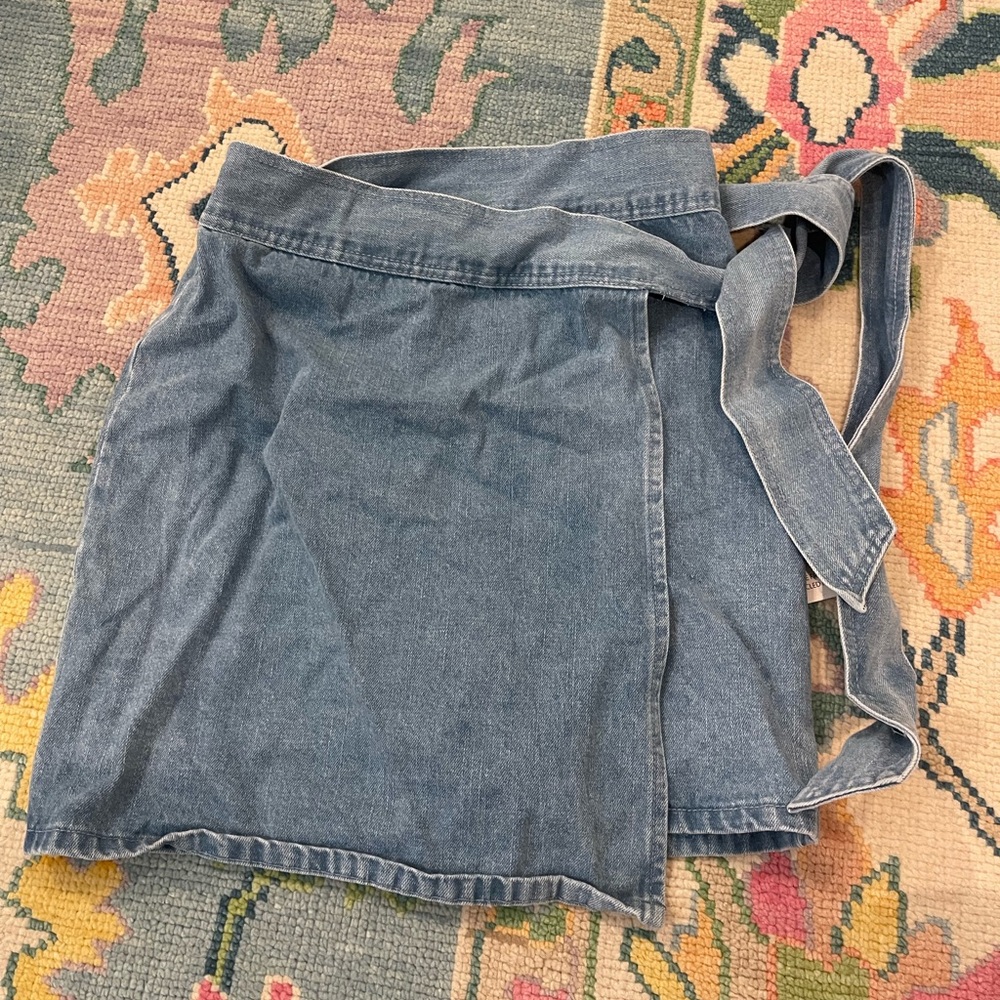 Never Fully Dressed Light Blue Wrap Denim Mini Skirt - Picture 5 of 8